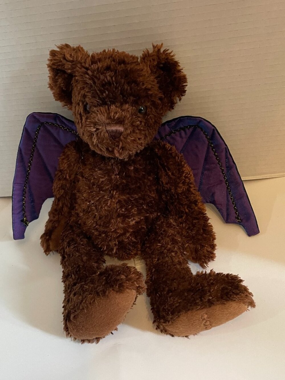 Godiva Vintage Halloween Shaggy Teddy Bear Iridescent Purple Bat Wings